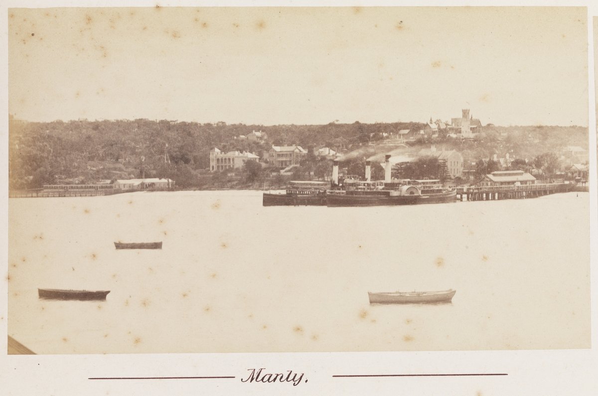 Manly Cove late 19th century with ferry BRIGHTON and other (1879–89)