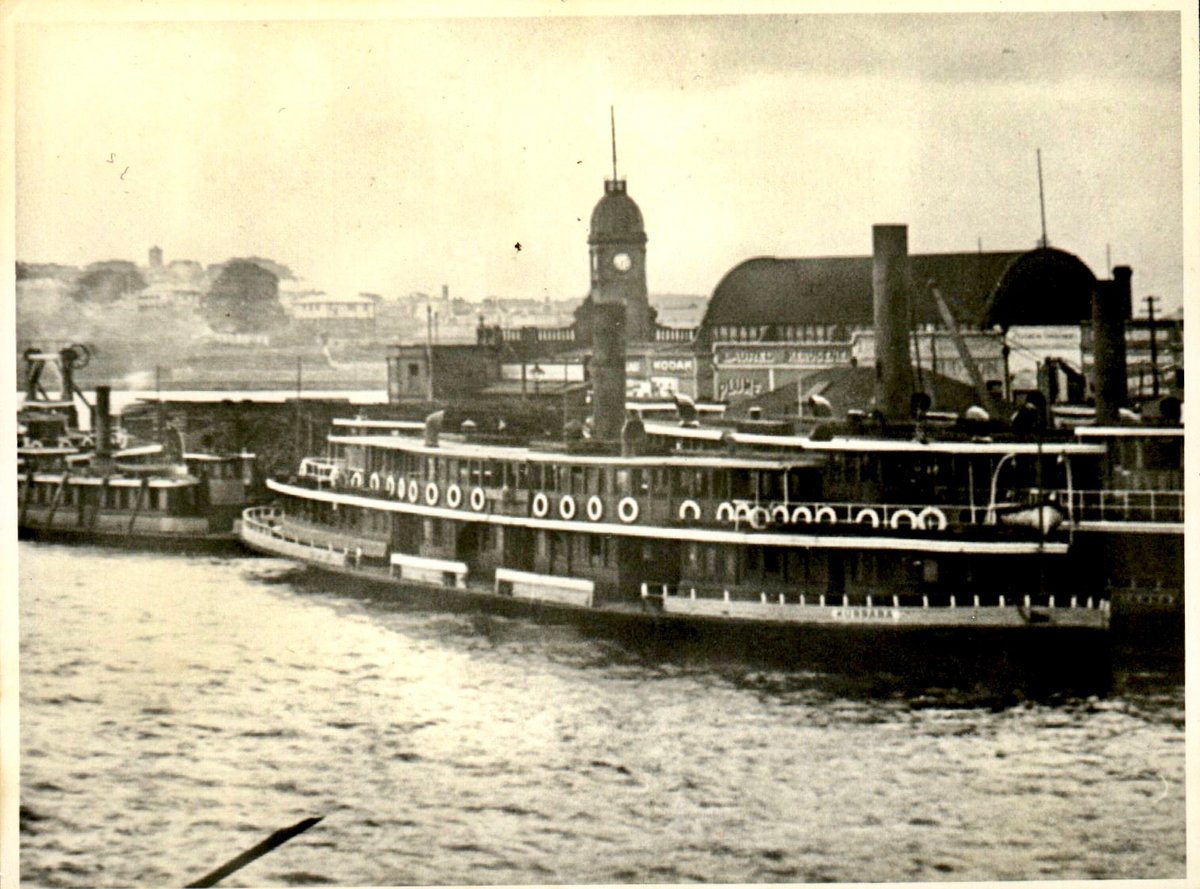 Sydney ferry KURRABA at former Milsons Point ferry train terminal circa circa 1900 to 1920 (1900–20)
