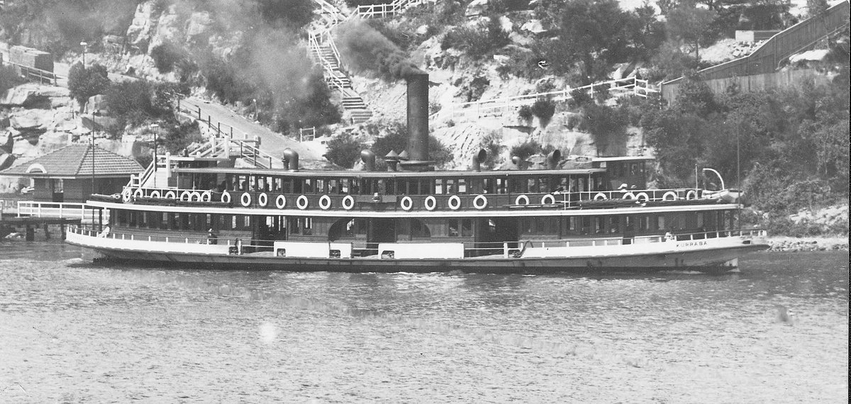 Sydney ferry KURRABA at MUSGRAVE STREET WHARF circa 1910, Mosman (c. 1910)