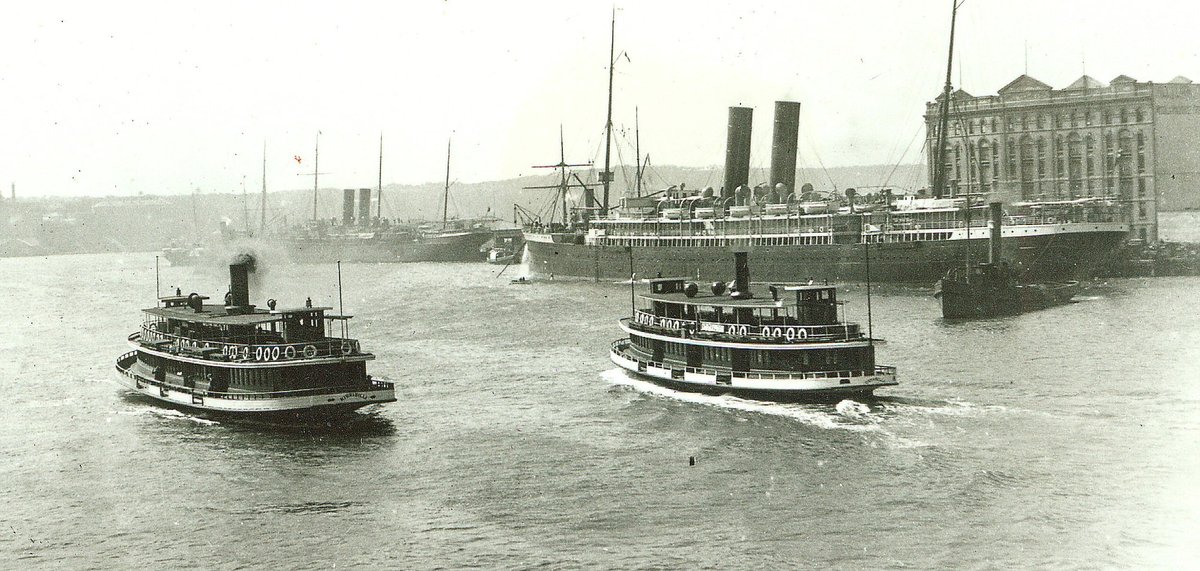 Sydney ferries KIRRIBILLI and CARABELLA in Sydney Cove, Circular Quay (1900–16)