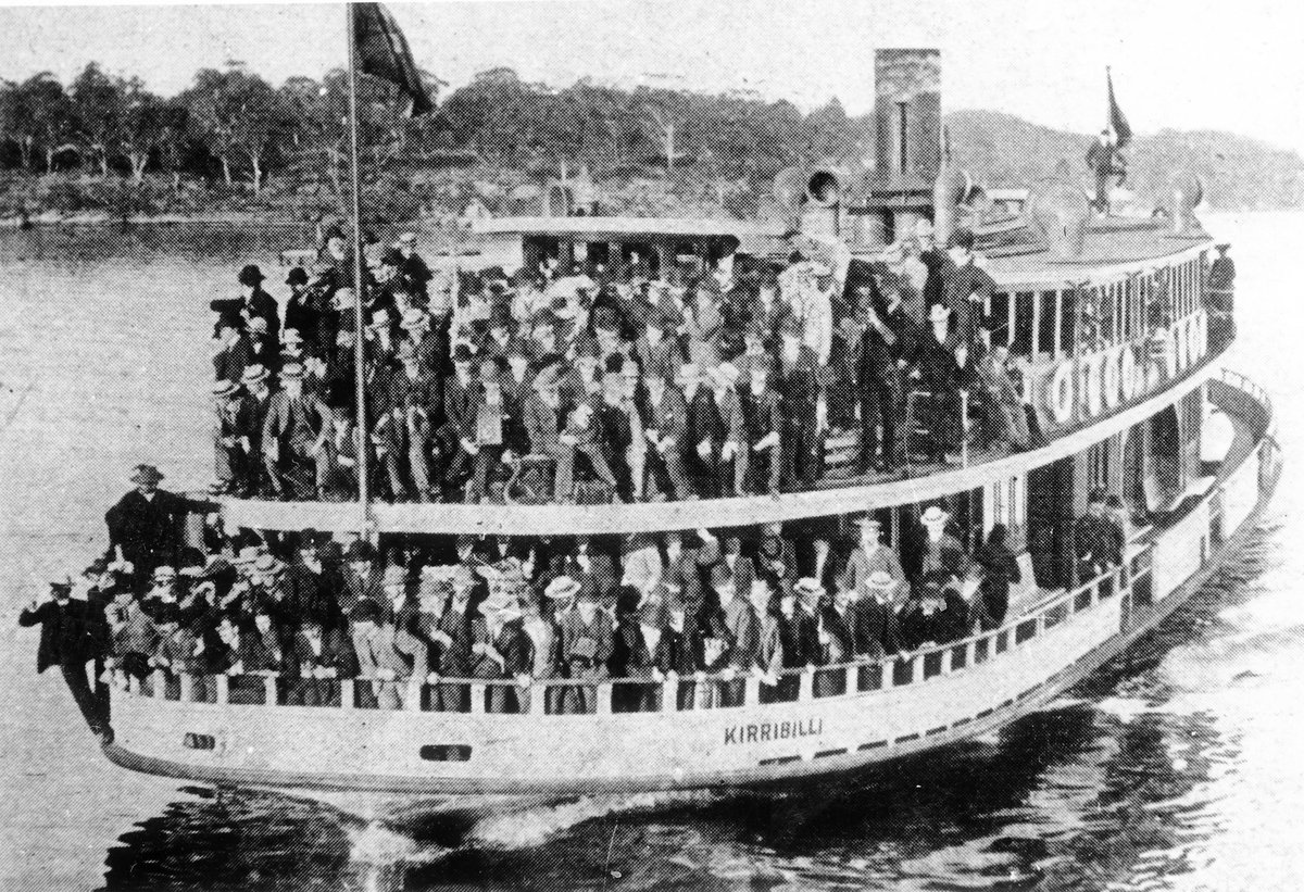 Sydney ferry KIRRIBILLI loaded with spectators circa 1910 (c. 1910)
