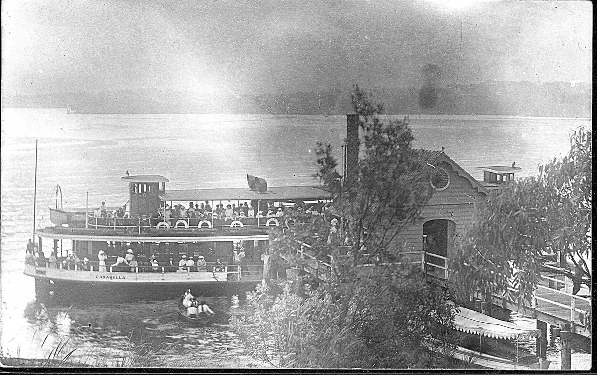 Sydney ferry CARABELLA at Athol Wharf circa 1900 to 1916 (1900–16)