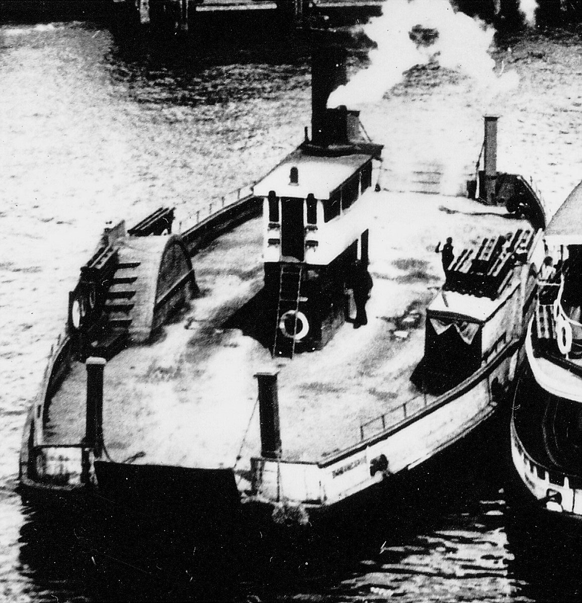 Sydney paddle steamer vehicular ferry BARANGAROO at Milsons Point circa 1920s