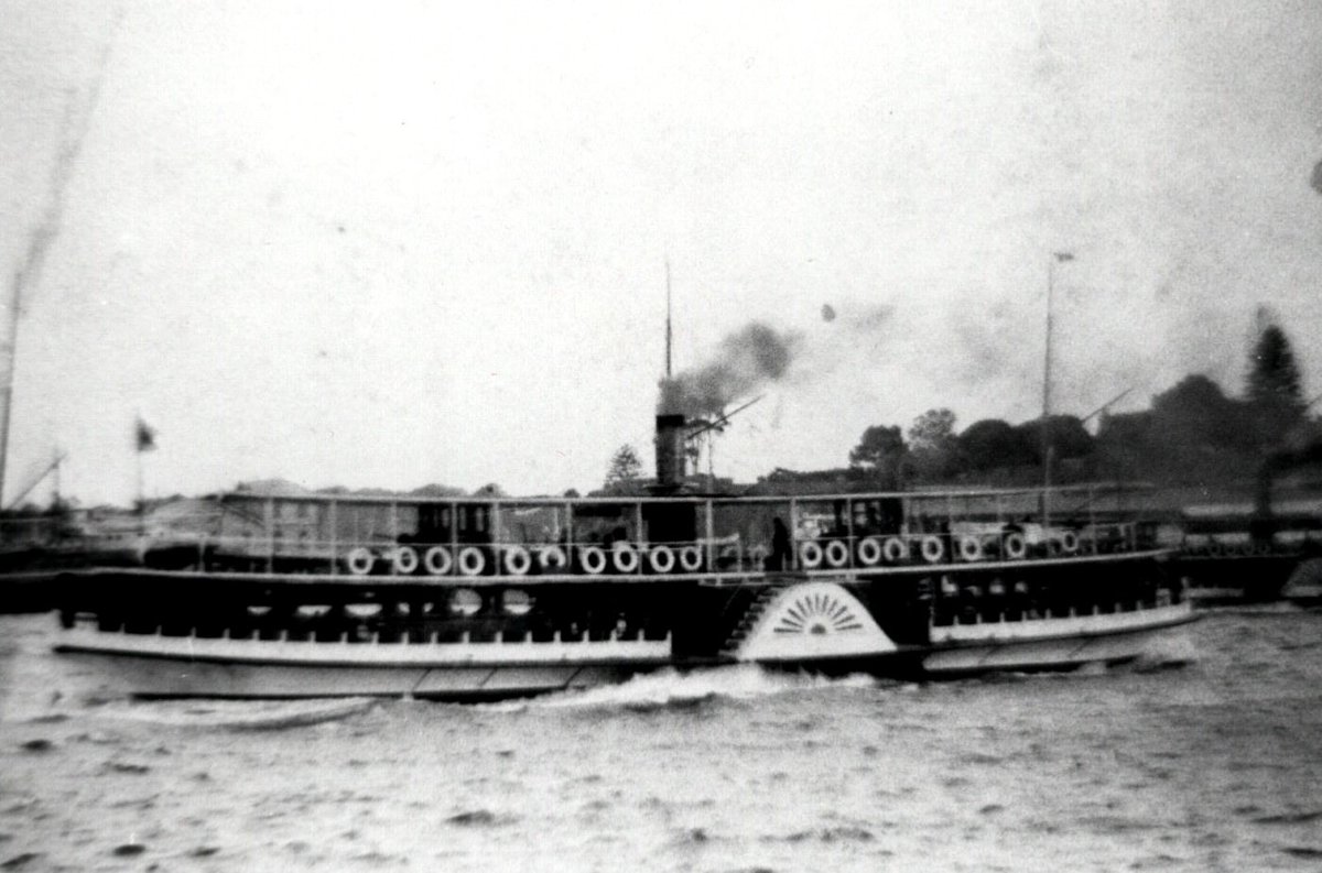 Sydney ferry WARATAH (II) circa 1890 after wheelhouses added, Circular Quay (c. 1890)