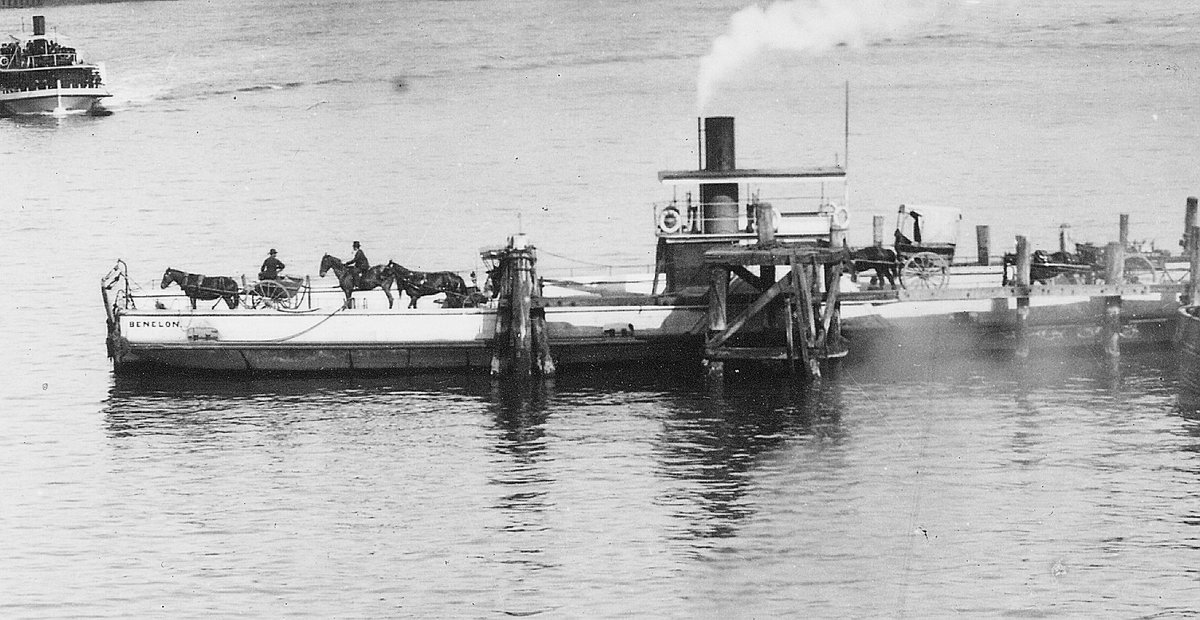 Sydney car ferry BENELON at Milsons Point wharf circa 1890 (c. 1890)