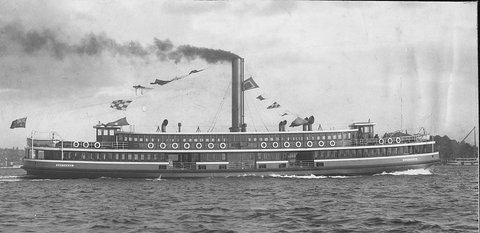 Sydney ferry KUTTABUL first arrival in Sydney from builders in Newcastle 1922