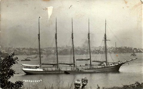 'Crescent' - a five masted barquentine schooner in Sydney, N.S.W. - pre 1918