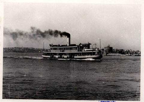 Sydney ferry KAMERUKA as a steam ferry prior to her 1954 conversion to diesel, 1950s