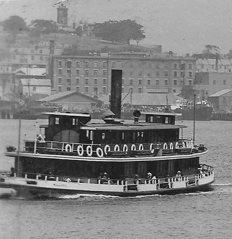 Sydney ferry WALLAROO detail from postcard, c. 1909
