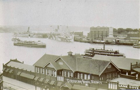 Sydney ferries in Sydney Cove including KIANDRA, c. 1916