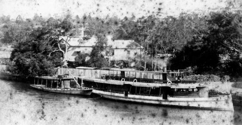 Sydney ferry IRIS left and unidentified Joubert ferry, 1884–1928