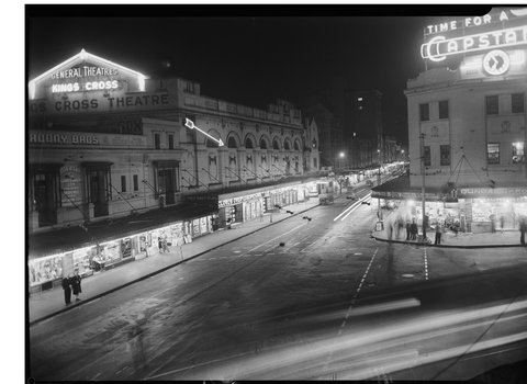 King's Cross Theatre (night time), Darlinghurst Road, Sydney, 1937