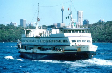 Sydney ferry FRESHWATER en route to Circular Quay, 1988