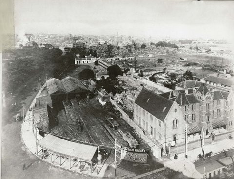 The first Tramways Dated c. 10 1 1880 Depot at Pitt Street, c. 1880