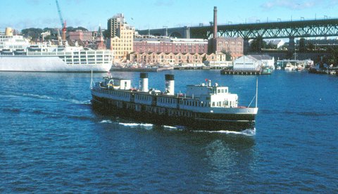 Sydney ferry NORTH HEAD passes Sydney Opera House, c. 1982