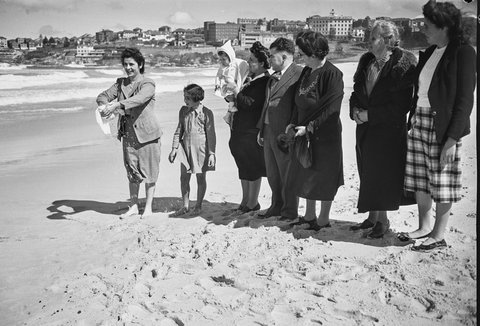 Greek christening party, Bondi Beach, Sydney, September 1946