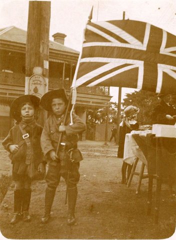 Silk Union Jack presented to Colonel Abbott, 12th Battalion Light Horse, Burwood Road - 9th June 1915 - detail