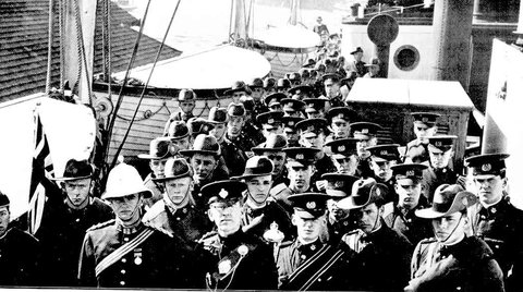 Canadian Cadets arriving in Sydney on the RMS Zealandia from Australian Town and Country Journal 7th August 1912 pg 27