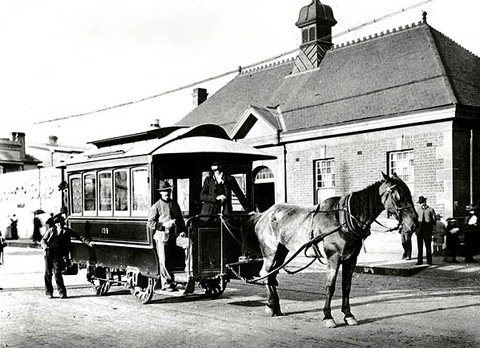 Horsedrawn tram which ran between Newtown Station and St Peters, 1894