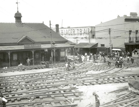Laying tracks in newtown 1927