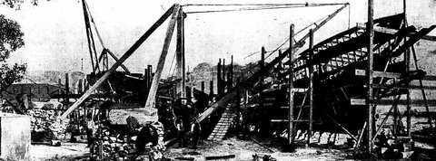 Sydney ferries KIRAWA KANANGRA BALGOWLAH under construction, c. 1912