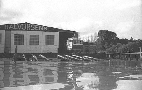 Halvorsen's shipyard Ryde, 1976 (Graeme Andrews Working Harbour, City of Sydney Archives)
