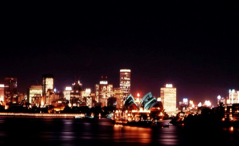 70-689 City skyline at night, Sydney 1970