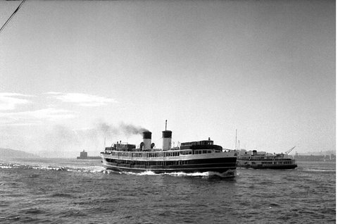 70-8 Manly ferry passing Cremorne, Sydney, Australia 1970