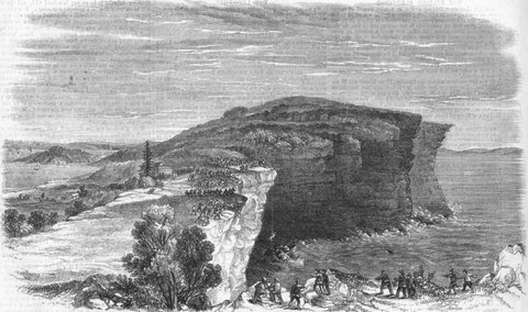 The rescue of Johnson from his perilous position - Illustrated Times 1857
