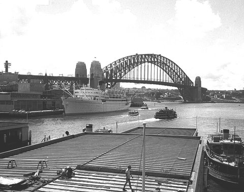 French liner BRETAGNE ( 1952-1964) in Sydney Cove, 1962