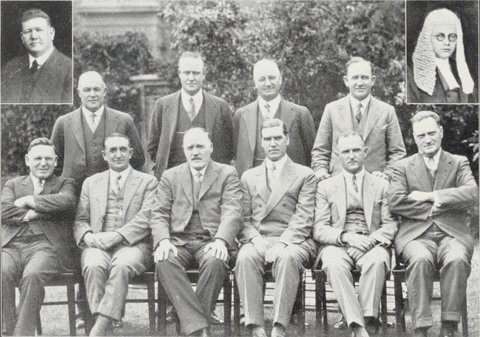 Photographic compilation group portrait of the Ministry of New South Wales under Premier Jack Lang, published in the Sydney Harbour Bridge opening programme, 19 March 1932