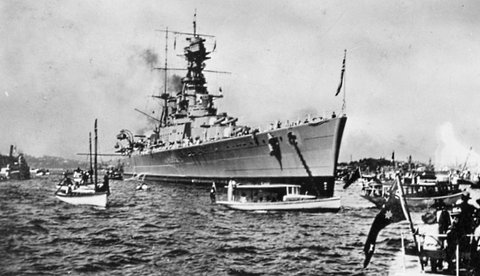 HMS Hood in Sydney Harbour, 1924