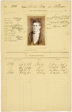 Police Record, John Fox slnsw, 1880