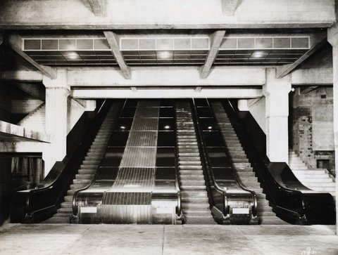 Wynyard Station escalators, 1931