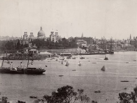 The Garden Palace and Farm Cove, c. 1880