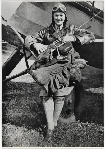 Nancy Bird 1933 on wheel of Metal Moth VH-VOP belonging to Tommy Petherbridge