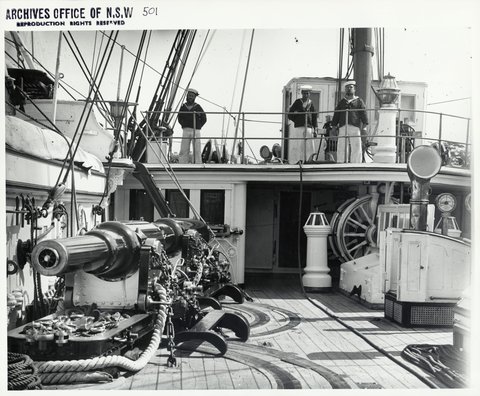 RML guns on British warship in Sydney Flickr 4312110589, 1880s