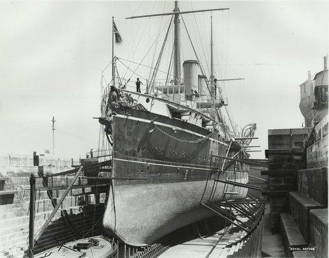 HMS Royal Arthur in drydock Sydney, c. 1901
