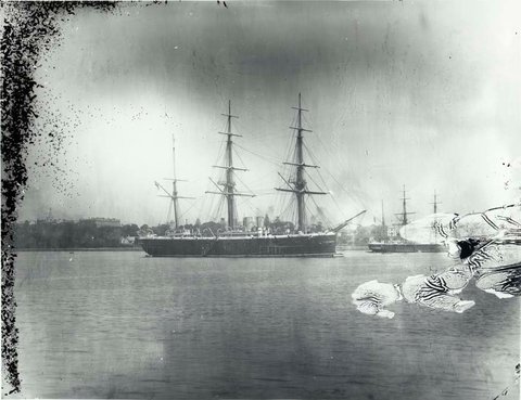 HMS Nelson moored off Farm Cove Sydney, 1880s