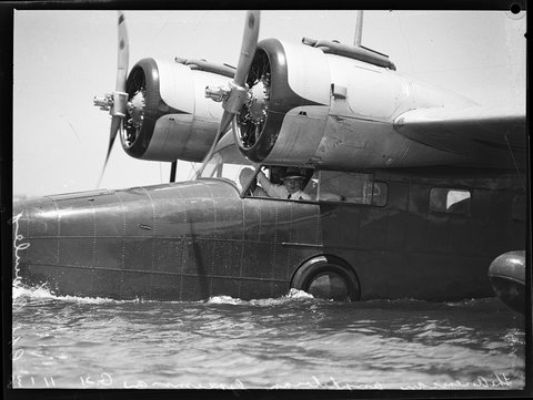 Grumman G-21 Goose seaplane, landing in Sydney, c. 1938