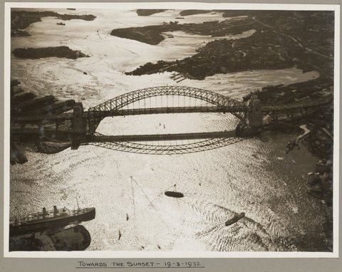 Sydney Harbour Bridge at sunset, 1932