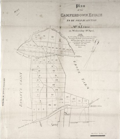 Allotments for sale at Camperdown 1841
