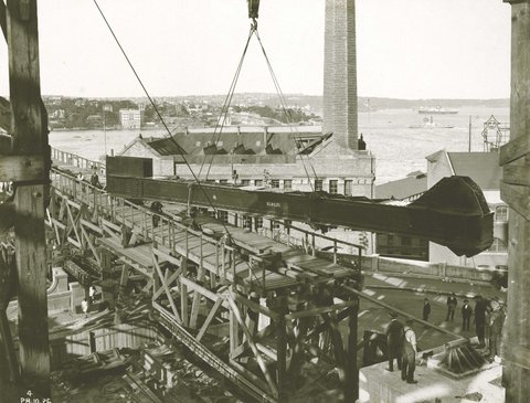 First Member being placed in position- Lower Chord SLO-L2L, Span No.1, 1926