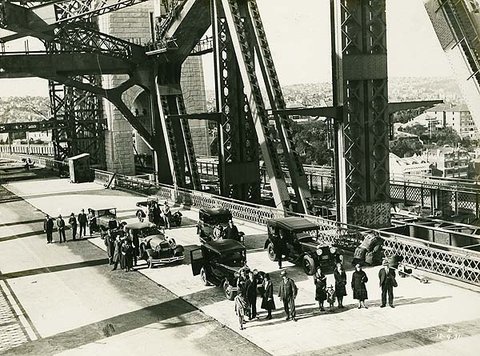 Sydney Harbour Bridge - First party of cars across Bridge, 1931