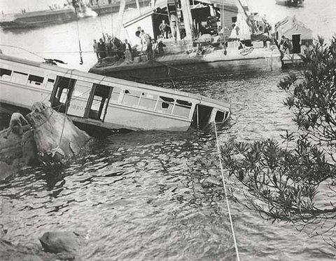 Tram accident at Taronga Park Zoo, c. 1952