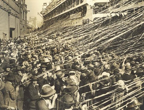 Watching the departure of the Australian Olympic Team on the S.S. "Ormonde", 1924, c. 1924