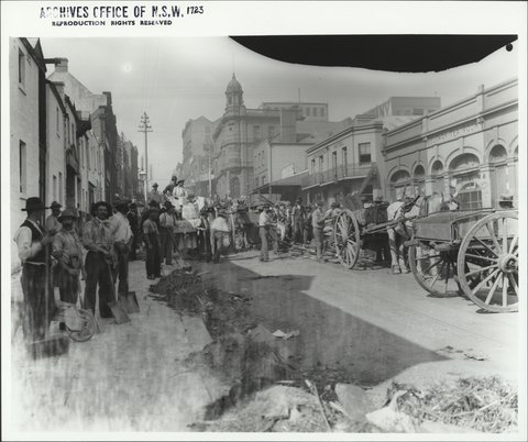 King Street during the plague clean up, 1900
