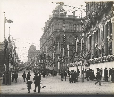 Federation decorations, Bridge Street, Sydney, 1901