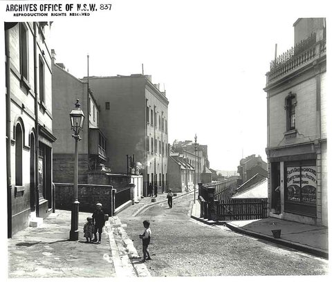 Gloucester Street looking north from Argyle Cut, 1901