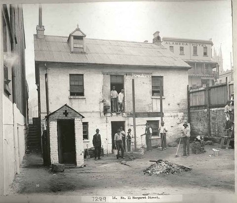 Cleansing a Sydney backyard in 1900, c. 1900
